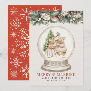 Cartes Pour Fêtes Annuelles Joyeux et marié Souris Couple Noël Neige Grobe