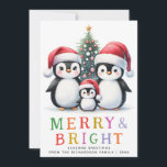 Cartes Pour Fêtes Annuelles Joyeux et pingouin moderne personnalisés Noël<br><div class="desc">Créez des cartes de Noël personnalisées uniques sans photo avec une jolie famille de pingouins portant un chapeau de Père Noël. Les pingouins gais et les salutations joyeuses et brillantes en lettres colorées sont sur le côté avant. À l'arrière, il y a une année complète en un coup d'oeil du...</div>
