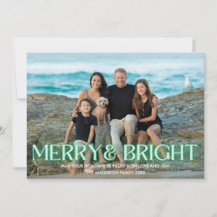 Cartes Pour Fêtes Annuelles Joyeux et vert brillant Font moderne Font One Phot