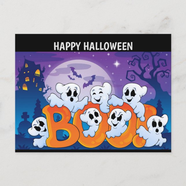 Cartes Pour Fêtes Annuelles Joyeux fantôme d'Halloween (Devant)