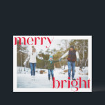 Cartes Pour Fêtes Annuelles Joyeux Festif Rouge Typographie amusante Deux phot<br><div class="desc">Répandez la fête avec cette carte de Noël amusante et festive avec une typographie rouge audacieuse pour les mots Merry et Bright. Avec deux photos, une de chaque côté de la carte, et du lettrage moderne, cette carte capture une esthétique joyeuse et tendance. Parfait pour partager vos moments préférés avec...</div>