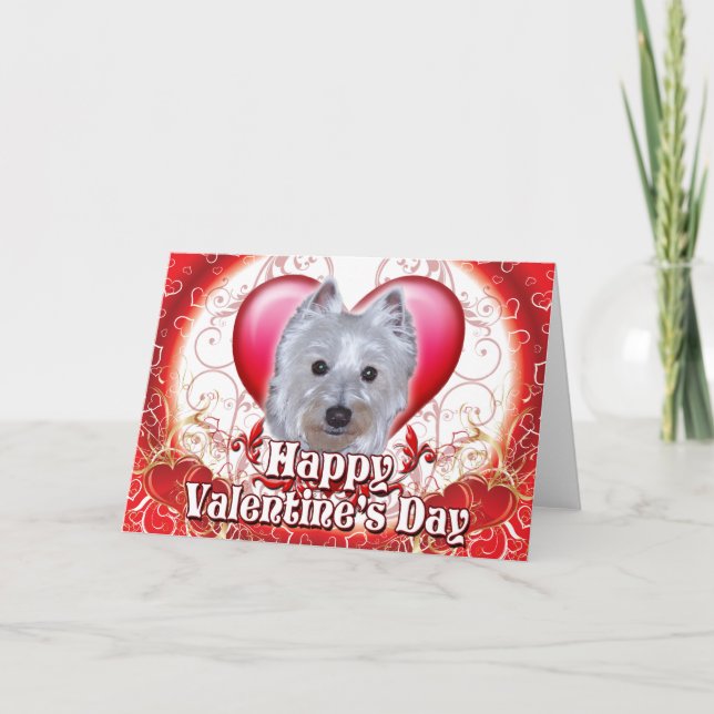 Cartes Pour Fêtes Annuelles Joyeux festival de Valentines Westie (Devant)
