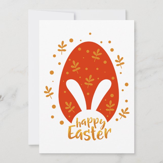 Cartes Pour Fêtes Annuelles Joyeux feuilles et oeuf de Pâques, mignon lapin de (Devant)