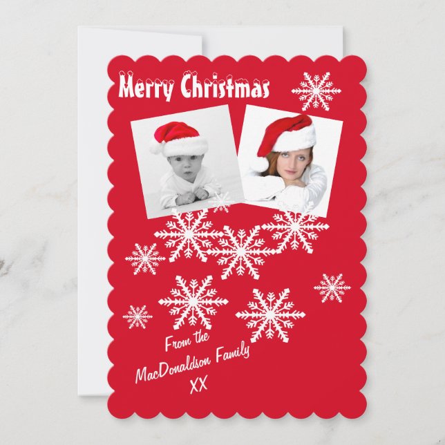 Cartes Pour Fêtes Annuelles Joyeux flocon de Noël coutume rouge Noël (Devant)