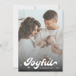 Cartes Pour Fêtes Annuelles Joyeux flocons de neige Retro moderne Photo Noël