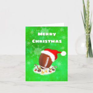 Cartes Pour Fêtes Annuelles Joyeux Football De Noël Avec Chapeau De Père Noël 