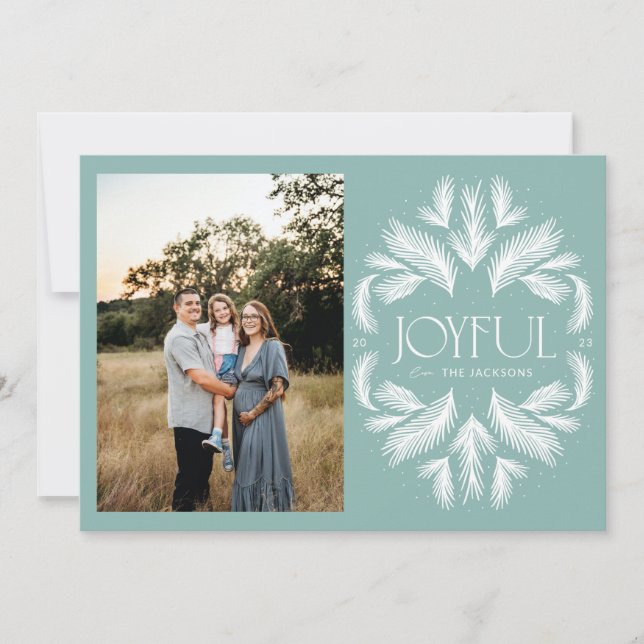 Cartes Pour Fêtes Annuelles Joyeux Frame d'épinette Turquoise (Devant)