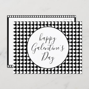 Cartes Pour Fêtes Annuelles Joyeux Galentine`s Day Black White Heart Motif
