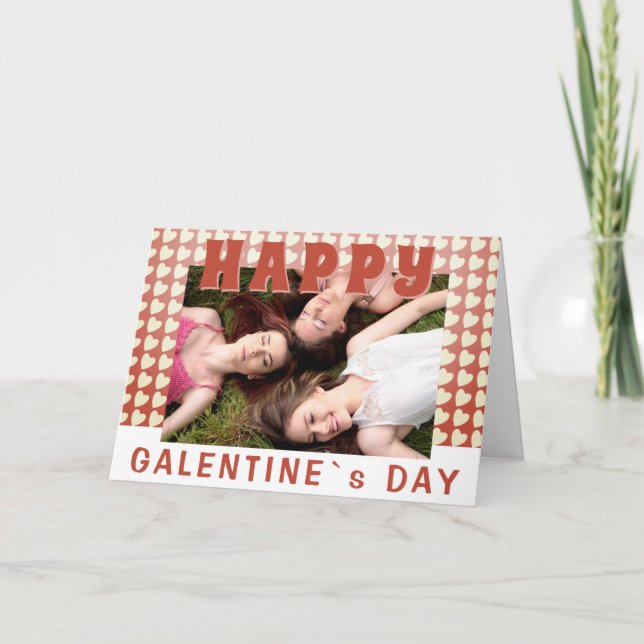 Cartes Pour Fêtes Annuelles Joyeux Galentine`s Day Heart Photo Friend (Devant)