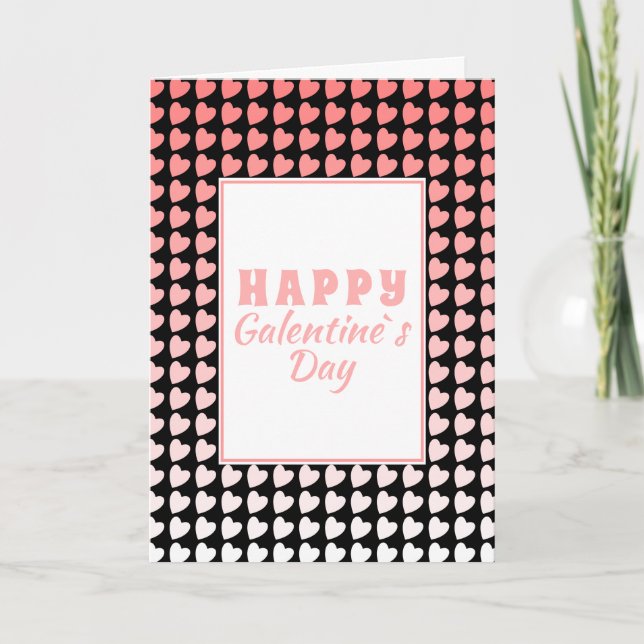 Cartes Pour Fêtes Annuelles Joyeux Galentine`s Day Pink Gradient Heart Motif (Devant)
