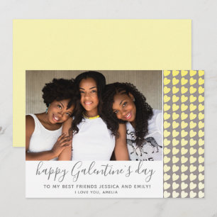 Cartes Pour Fêtes Annuelles Joyeux Galentine`s Day Yellow Heart Photo Friend