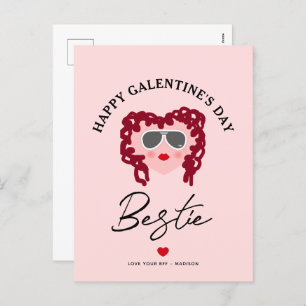 Cartes Pour Fêtes Annuelles Joyeux Galentines Day Bestie Chic Script Coeur ros