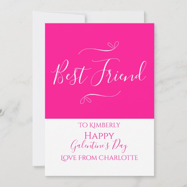 Cartes Pour Fêtes Annuelles Joyeux Galentine's Day Hot Rose (Devant)
