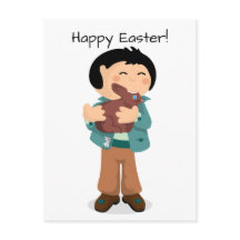 Joyeux garçon qui nibbling de Pâques