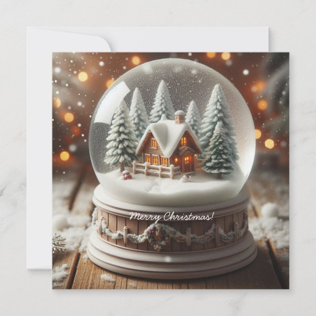 Cartes Pour Fêtes Annuelles Joyeux Globe de neige de Noël (Devant)