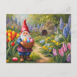 Cartes Pour Fêtes Annuelles Joyeux Gnome de Pâques dans le jardin du printemps