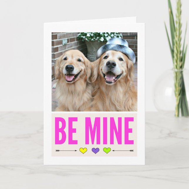 Cartes Pour Fêtes Annuelles Joyeux Golden Retrievers Be Mine Saint Valentin (Devant)