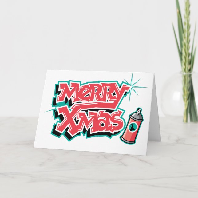 Cartes Pour Fêtes Annuelles Joyeux Graffiti de Noël (Devant)