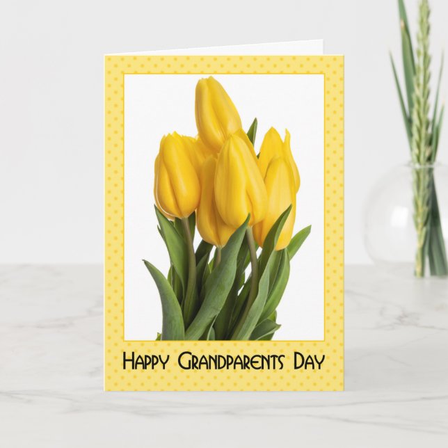 Cartes Pour Fêtes Annuelles Joyeux Grand-parents Jour des tulipes jaunes (Devant)