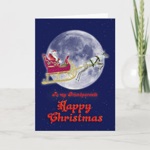 Cartes Pour Fêtes Annuelles Joyeux grands-parents de Noël, père Noël en traîne