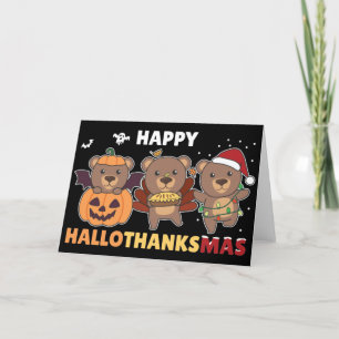 Cartes Pour Fêtes Annuelles Joyeux Hallothanksma des ours de Noël