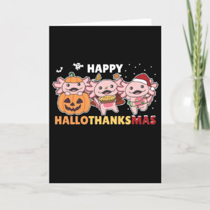Cartes Pour Fêtes Annuelles Joyeux Hallothanksmas Axolotl Axolotl Noël
