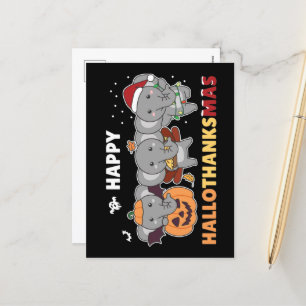 Cartes Pour Fêtes Annuelles Joyeux Hallothanksmas Éléphant Noël Éléphant H