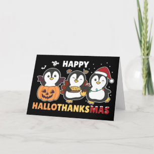 Cartes Pour Fêtes Annuelles Joyeux Hallothanksmas Penguins Noël Penguin Ho