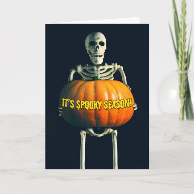 Cartes Pour Fêtes Annuelles Joyeux Halloween à quiconque Squelette de la saiso (Devant)