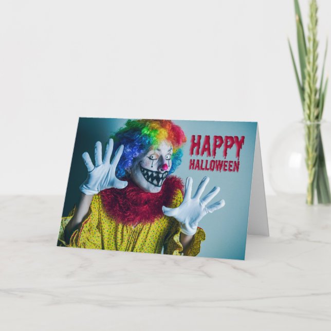 Cartes Pour Fêtes Annuelles Joyeux Halloween à tous Humeur de clown effrayant  (Devant)