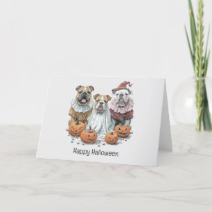 Cartes Pour Fêtes Annuelles Joyeux Halloween Bouledogues Anglais Citrouille