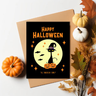 Cartes Pour Fêtes Annuelles Joyeux Halloween Chat Noir Personnalisé