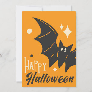 Cartes Pour Fêtes Annuelles Joyeux Halloween Chauve-souris Orange Mignon Drôle