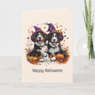 Cartes Pour Fêtes Annuelles Joyeux Halloween Chiens de montagne bernois