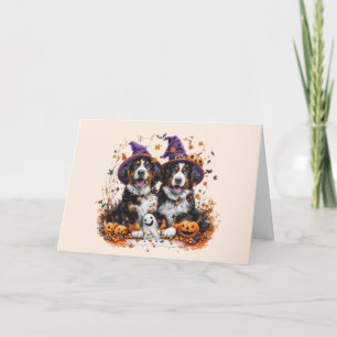 Cartes Pour Fêtes Annuelles Joyeux Halloween Chiens de Montagne Bernois