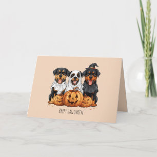 Cartes Pour Fêtes Annuelles Joyeux Halloween Chiens Rottweiler Citrouille