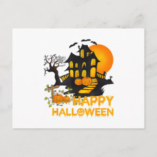 Cartes Pour Fêtes Annuelles Joyeux Halloween Citrouille Squelettique Maison Ha