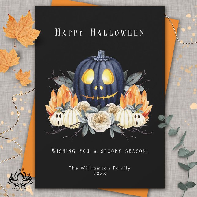 Cartes Pour Fêtes Annuelles Joyeux Halloween Citrouilles de Samhain Effrayante (Créateur téléchargé)