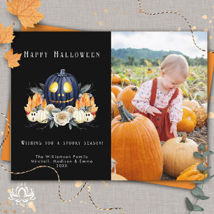 Cartes Pour Fêtes Annuelles Joyeux Halloween Citrouilles Sombres Cristaux  Pho