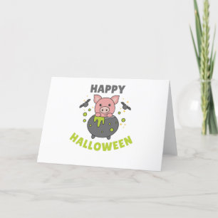 Cartes Pour Fêtes Annuelles Joyeux Halloween de porc chauve-chauve-souris Caul