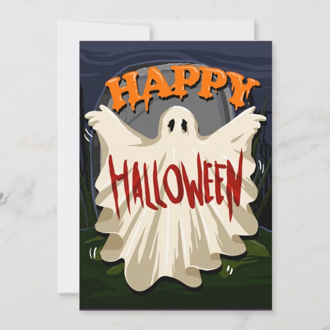 Cartes Pour Fêtes Annuelles Joyeux Halloween Fantôme (Devant)