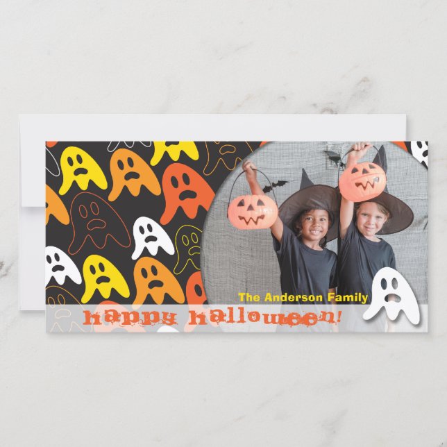 Cartes Pour Fêtes Annuelles Joyeux Halloween Fantômes effrayants Photo d'enfan (Devant)