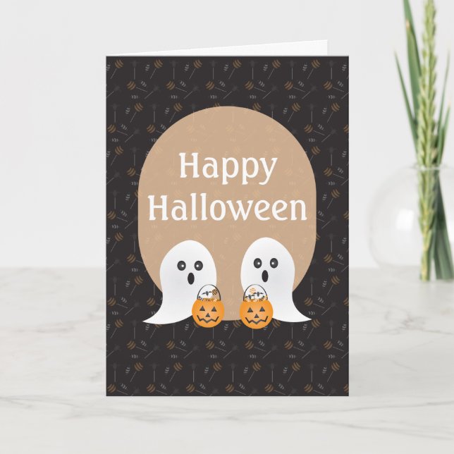 Cartes Pour Fêtes Annuelles Joyeux Halloween Fantômes Trick Ou Traiter (Devant)