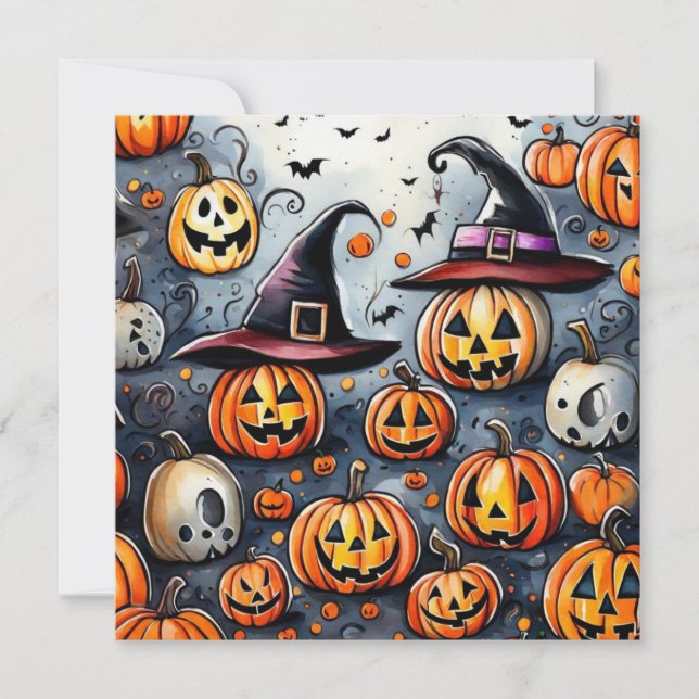 Cartes Pour Fêtes Annuelles Joyeux Halloween friandise ou farce effrayante des (Devant)