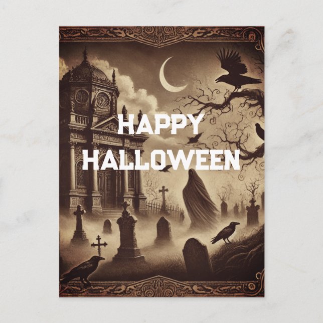 Cartes Pour Fêtes Annuelles Joyeux Halloween gothique victorien (Devant)