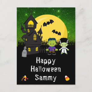 Cartes Pour Fêtes Annuelles Joyeux Halloween Monstres Verts