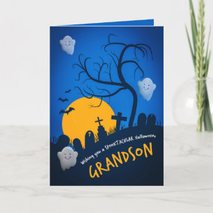 Cartes Pour Fêtes Annuelles Joyeux Halloween Petit-Fils Fantômes de Cimetière