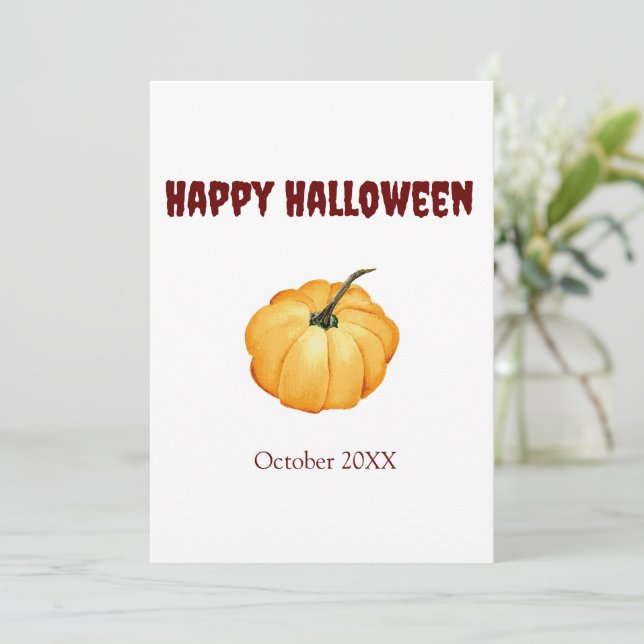Cartes Pour Fêtes Annuelles Joyeux Halloween petite citrouille orange mignonne (Debout devant)