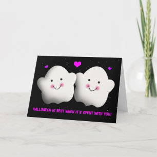 Cartes Pour Fêtes Annuelles Joyeux Halloween pour l'amour mignon couple fantôm