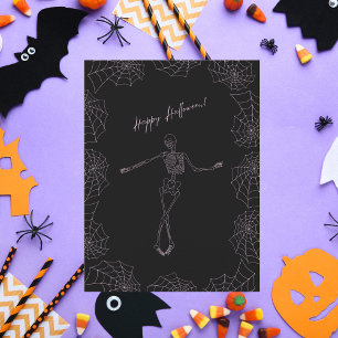 Cartes Pour Fêtes Annuelles Joyeux Halloween squelette et toiles d'araignée